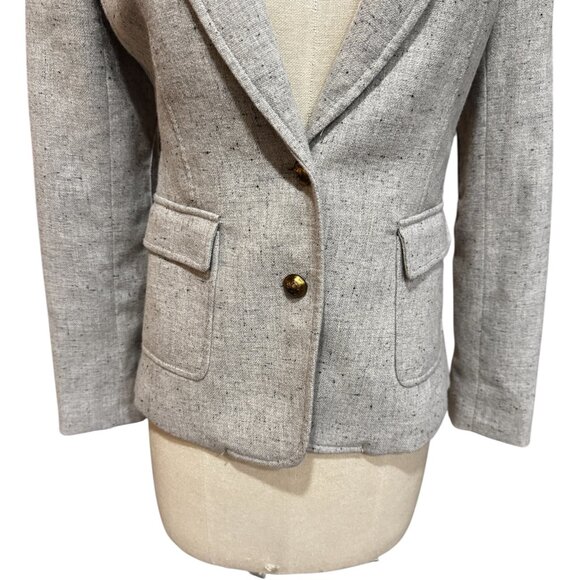 Banana Republic Wool Blend Hackney Blazer Riding Jacket Size 4 Neutral Tweed - Picture 3 of 5